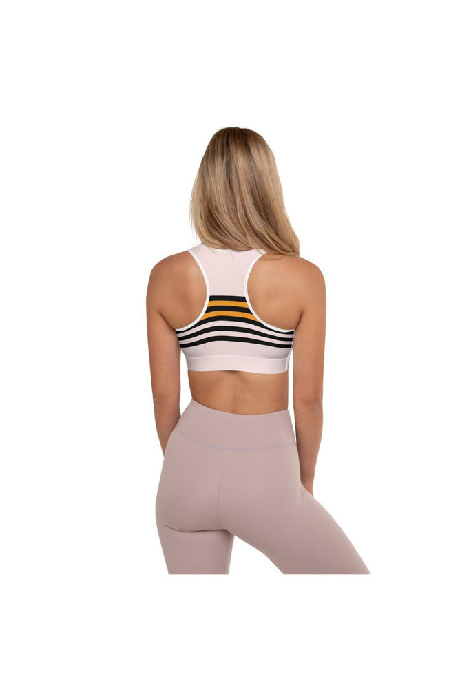 Black & Gold Stripes Padded Sports Bra - Objet D'Art