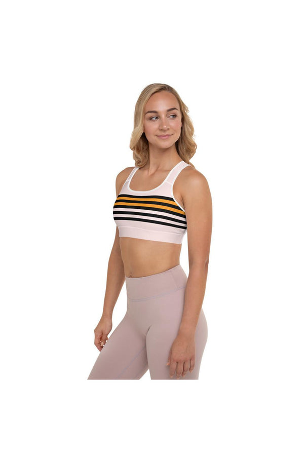 Black & Gold Stripes Padded Sports Bra - Objet D'Art