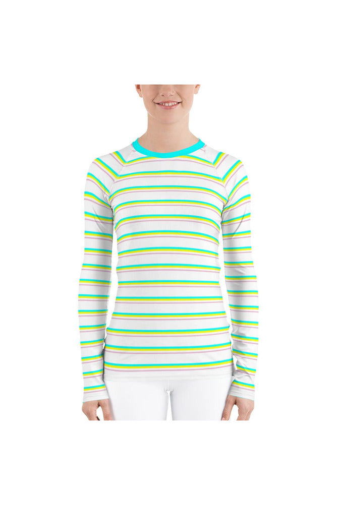 Bright Stripe Women's Rash Guard - Objet D'Art