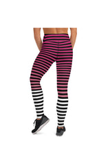 Pink & White Stripes Yoga Leggings - Objet D'Art