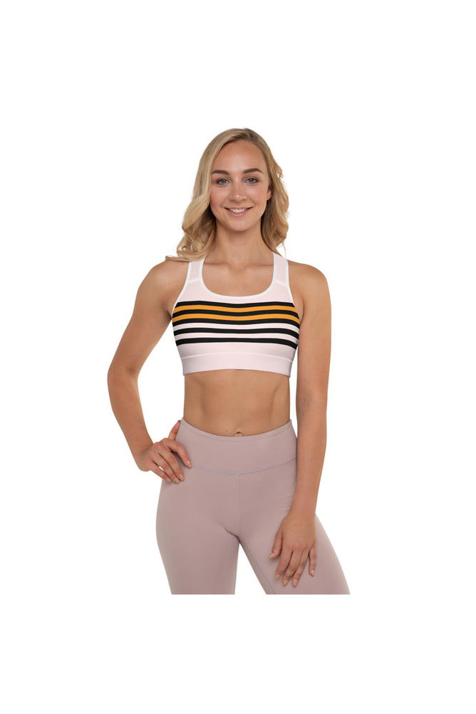 Black & Gold Stripes Padded Sports Bra - Objet D'Art