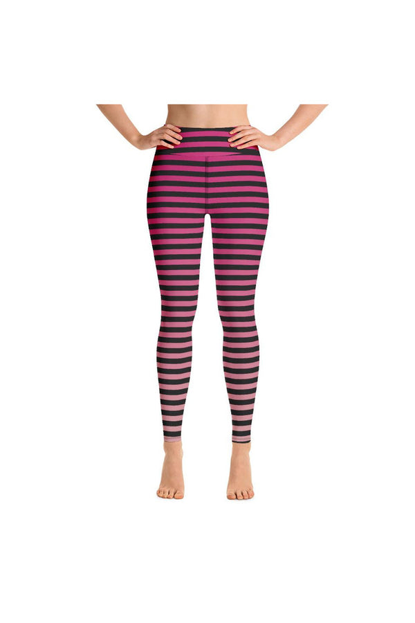 Pink Gradient & Stripes Yoga Leggings - Objet D'Art