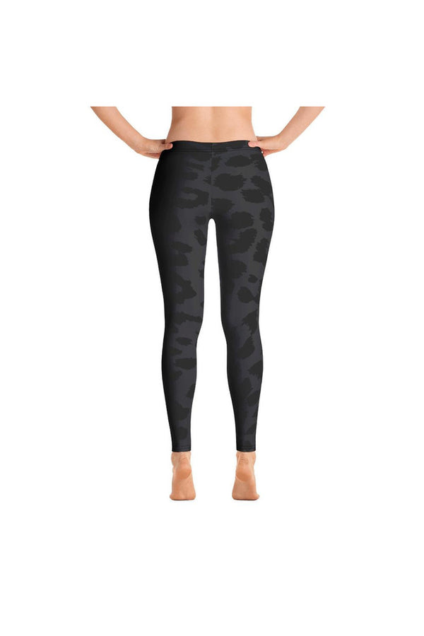 Dark Gray and Black Leopard All-Over Print Leggings - Objet D'Art Online Retail Store