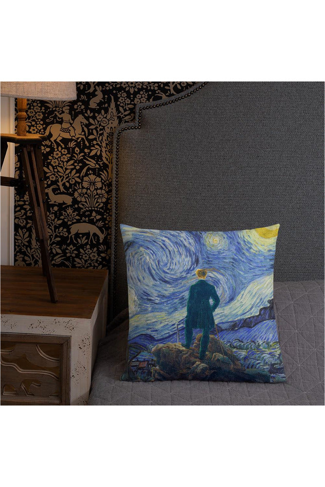 The Wanderer on a Starry Night Premium Pillow - Objet D'Art