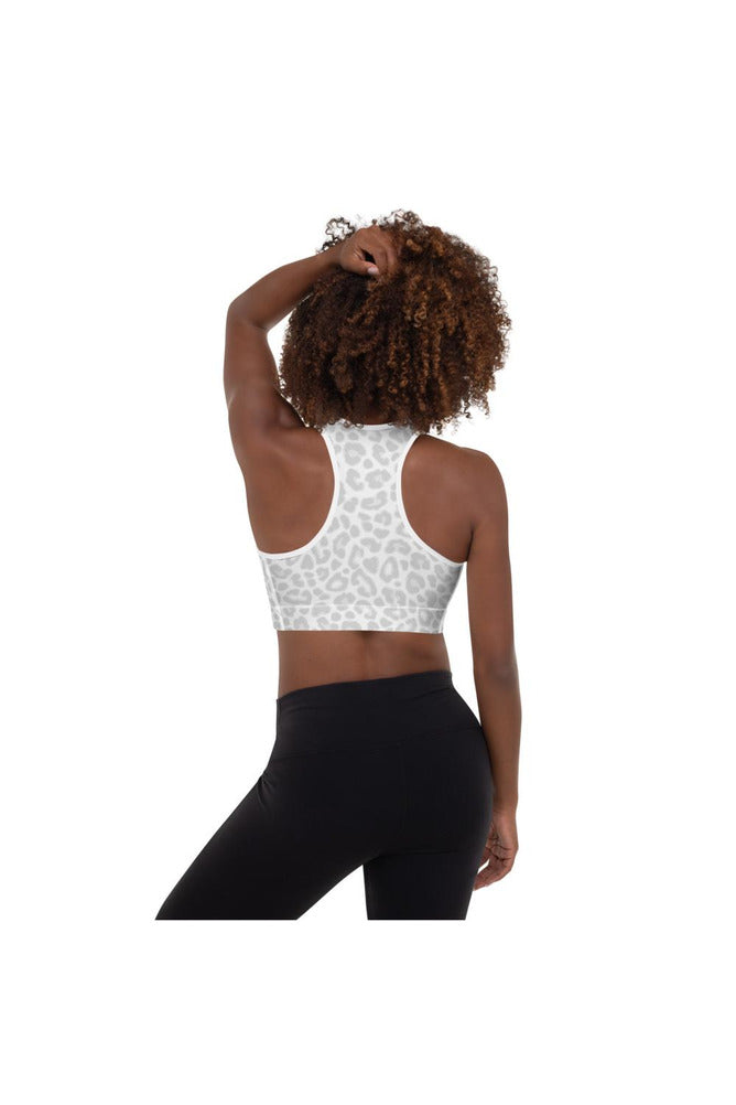 Silver & White Leopard Padded Sports Bra - Objet D'Art