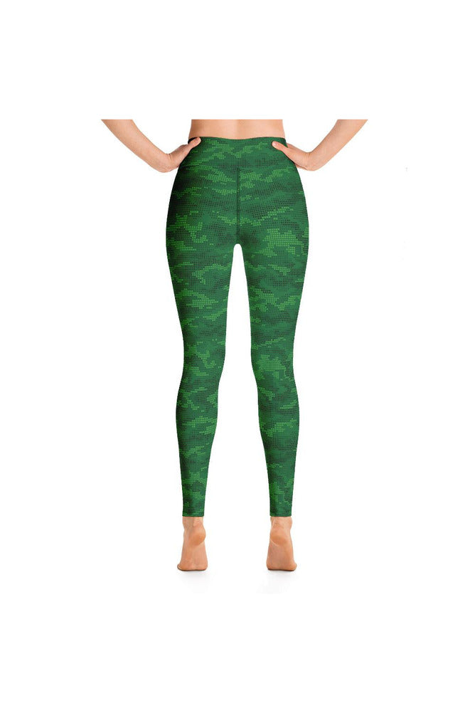 Urban Green Camouflage Matrix Yoga Leggings - Objet D'Art