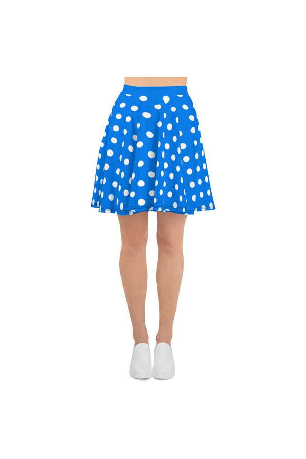 Coral Blue Polka Dot Skater Skirt - Objet D'Art