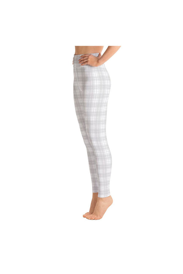 Silver & White Plaid Yoga Leggings - Objet D'Art
