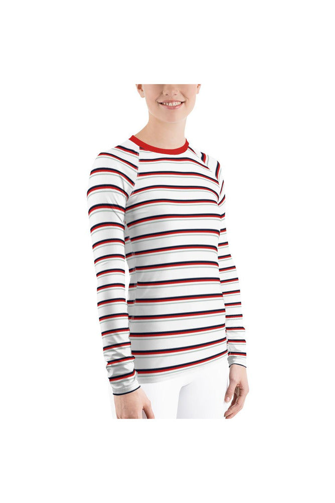 Striped Women's Rash Guard - Objet D'Art