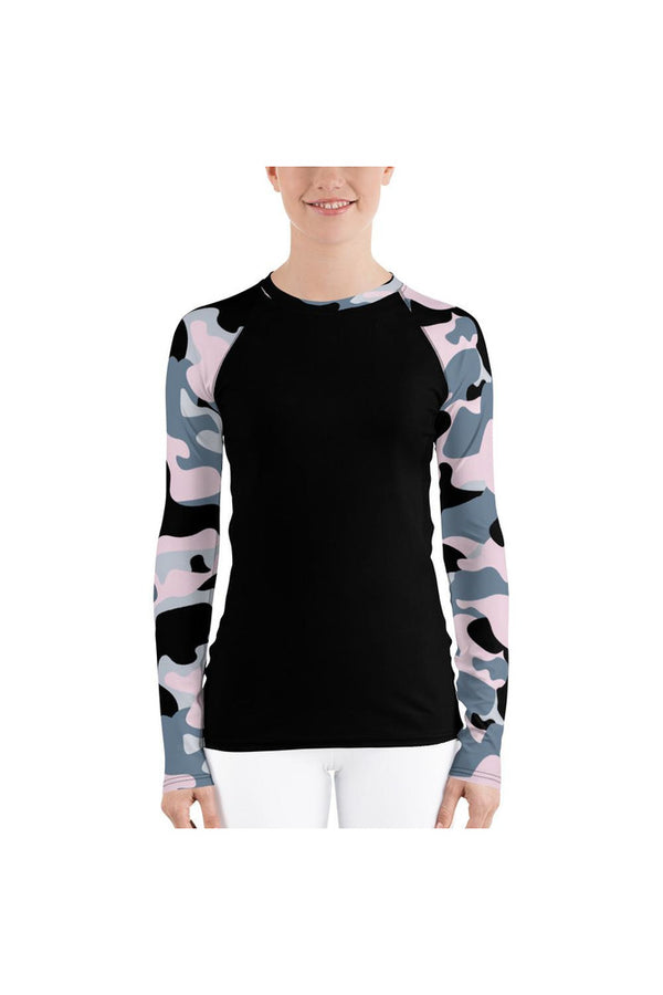 Pink Camouflage Women's Rash Guard - Objet D'Art