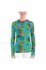 Palm Blue Women's Rash Guard - Objet D'Art