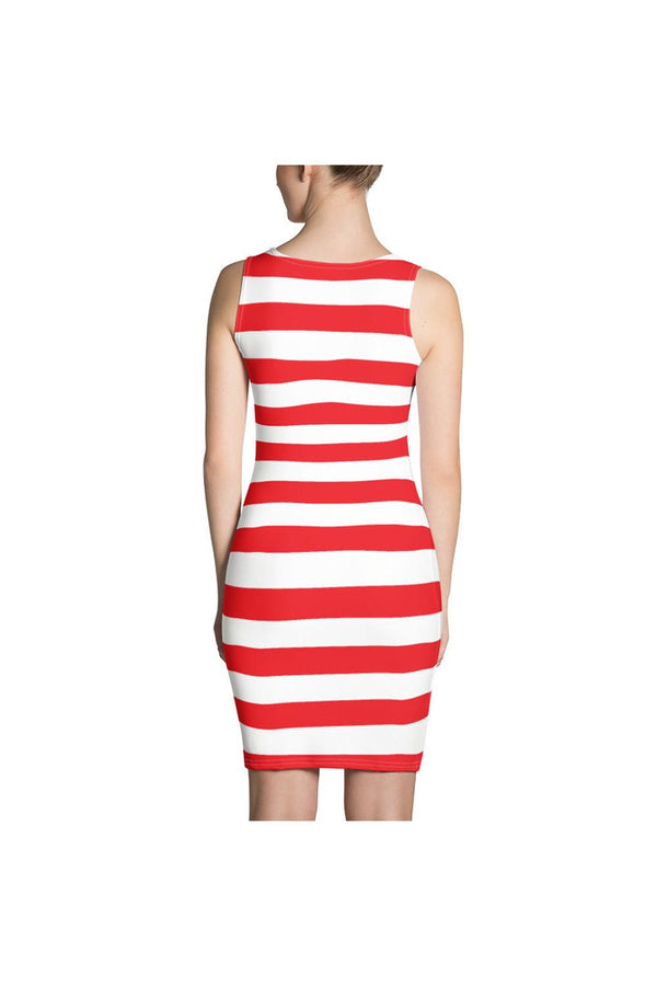 Red Striped Sublimation  Dress - Objet D'Art