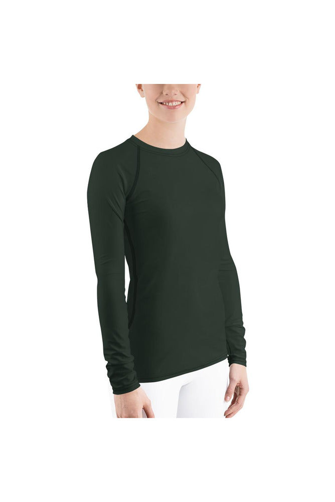 Rose Leaf Green Women's Rash Guard - Objet D'Art