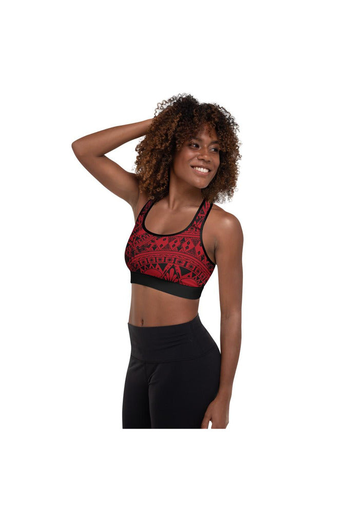 Red & Black Mandala Padded Sports Bra - Objet D'Art