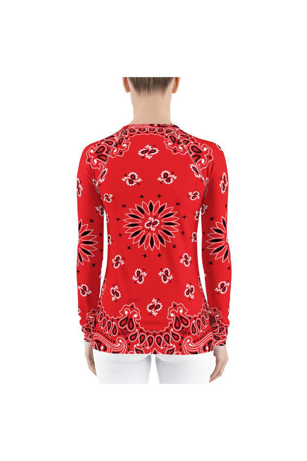 Class Red Bandana Women's Rash Guard - Objet D'Art