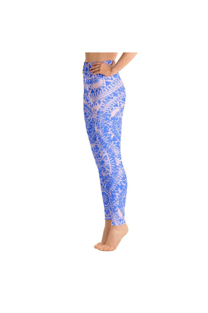 Pink & Blue Mandala Yoga Leggings - Objet D'Art