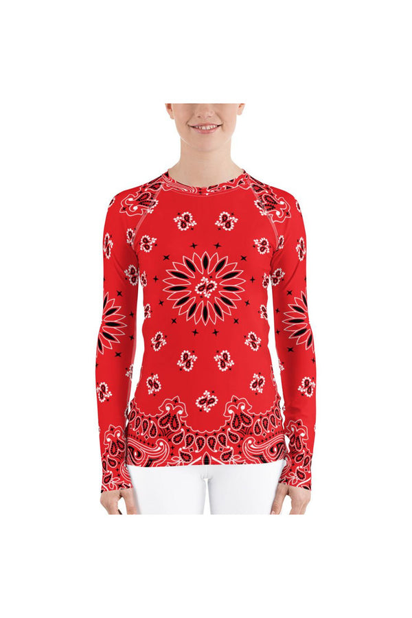 Class Red Bandana Women's Rash Guard - Objet D'Art