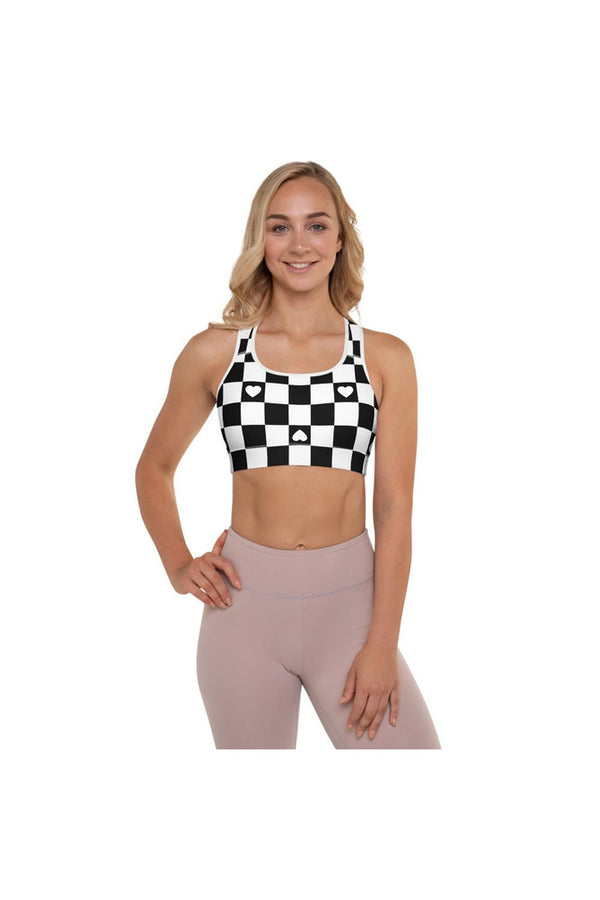 Checkered Hearts Padded Sports Bra - Objet D'Art