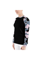 Pink Camouflage Women's Rash Guard - Objet D'Art