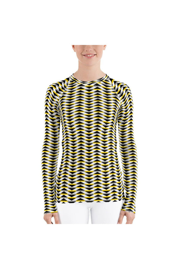 Gold & Black Striped Women's Rash Guard - Objet D'Art