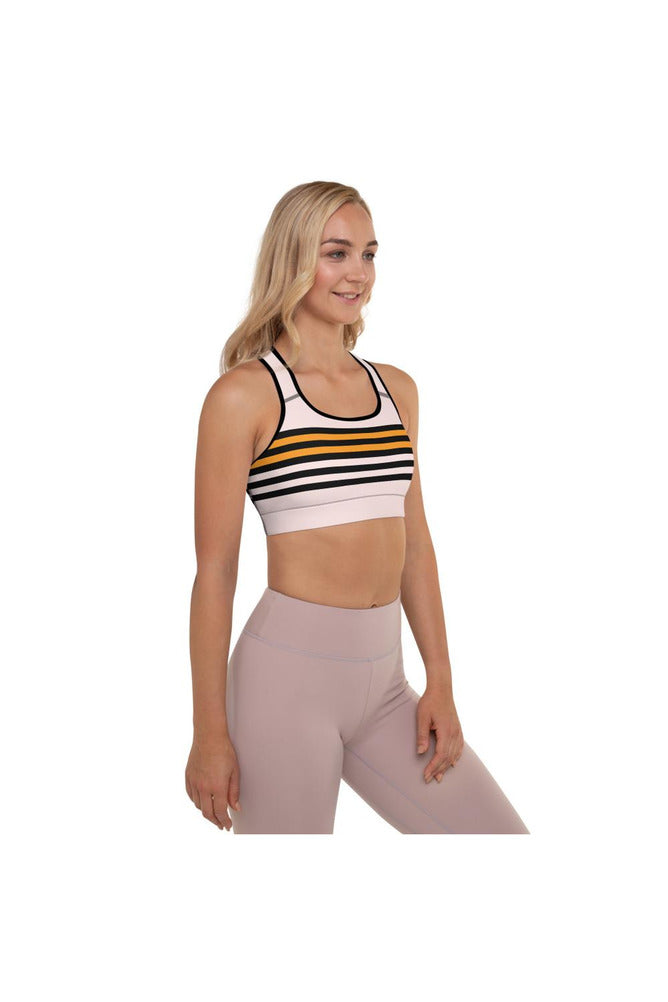 Black & Gold Stripes Padded Sports Bra - Objet D'Art