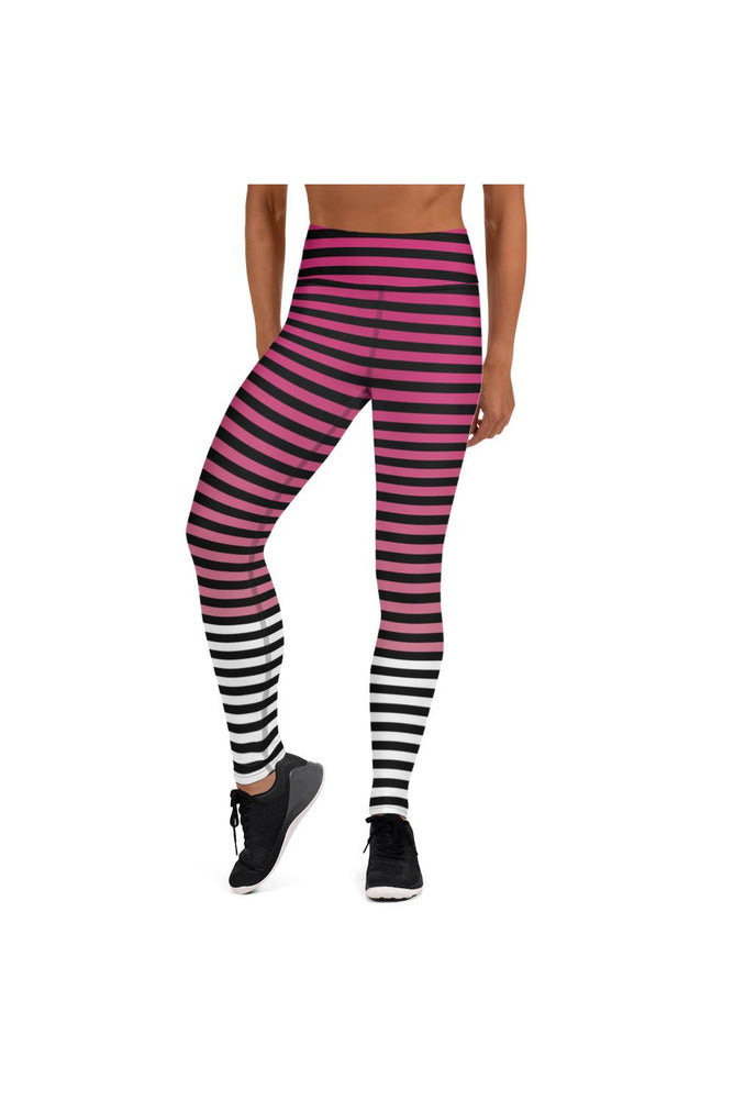 Pink & White Stripes Yoga Leggings - Objet D'Art