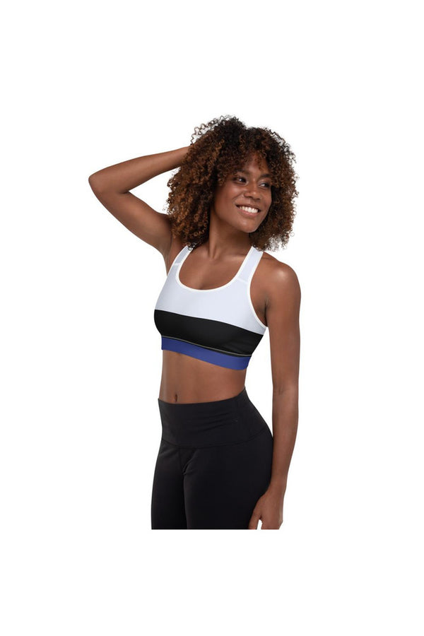 Bold Blue & Black Padded Sports Bra - Objet D'Art