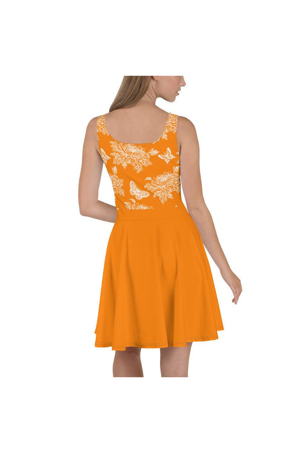 Chrysanthemum & Butterflies on Turmeric Skater Dress - Objet D'Art