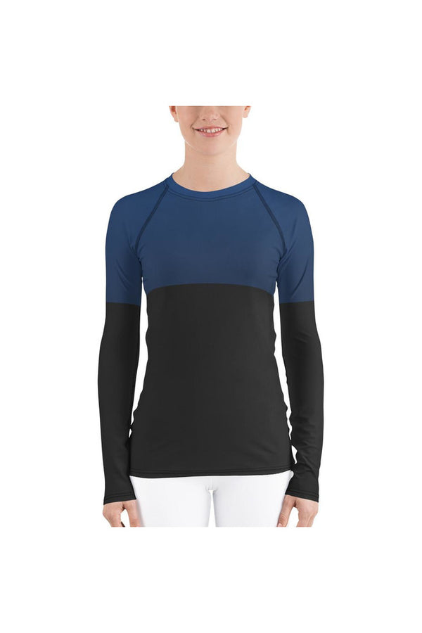 2 Tone Blue Women's Rash Guard - Objet D'Art