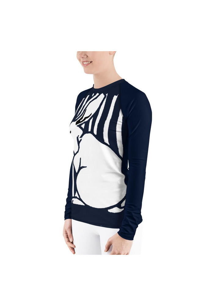 Sitting Rabbit by Julie de Graag Women's Rash Guard - Objet D'Art