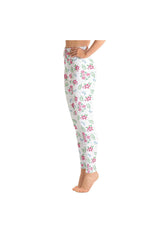 Floral Faux Stitch Work Yoga Leggings - Objet D'Art