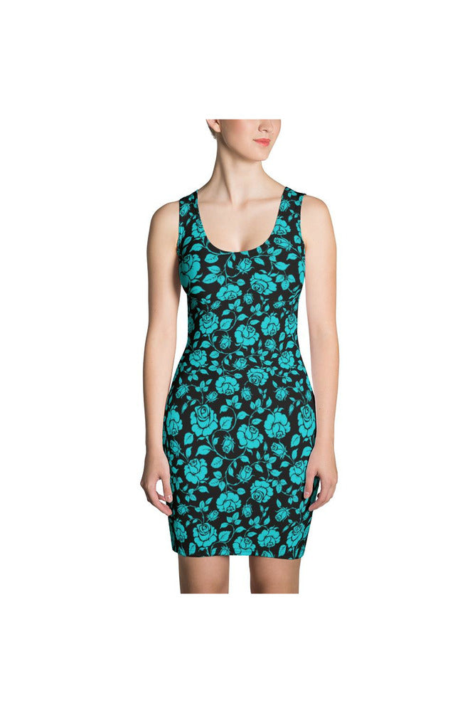 Aqua Roses Sublimation Dress - Objet D'Art