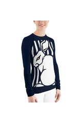 Sitting Rabbit by Julie de Graag Women's Rash Guard - Objet D'Art