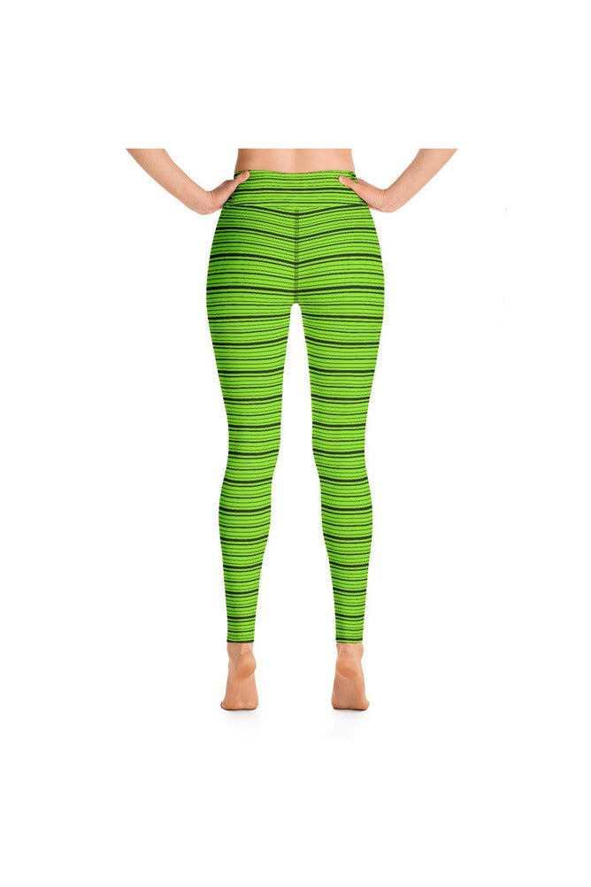 Lime Micro Stripes Yoga Leggings - Objet D'Art