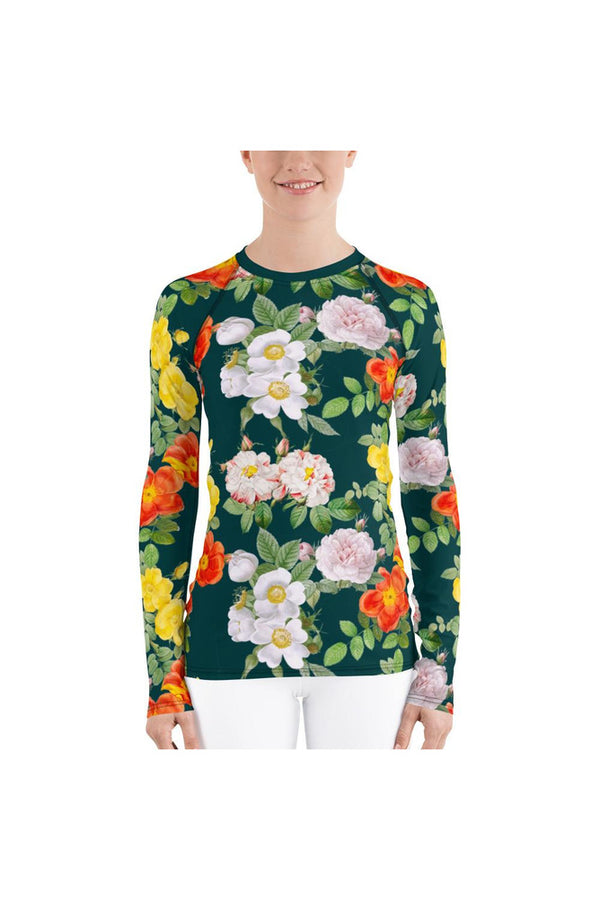 Floral Women's Rash Guard - Objet D'Art