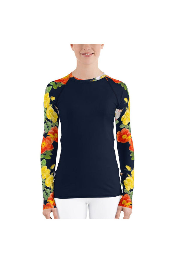 Floral Women's Rash Guard - Objet D'Art