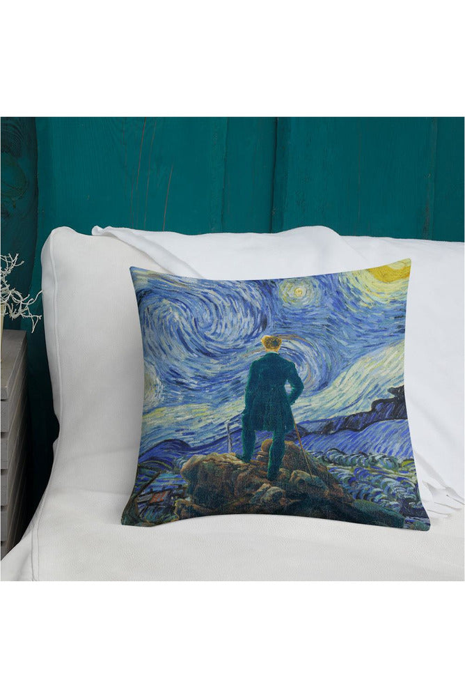 The Wanderer on a Starry Night Premium Pillow - Objet D'Art