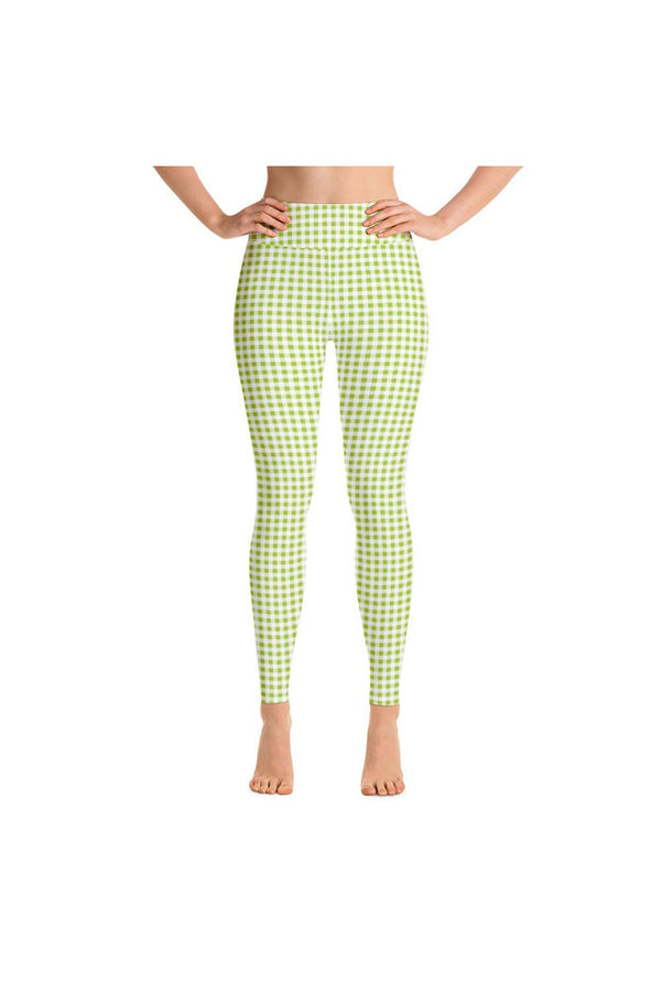 Lime Green Gingham Yoga Leggings - Objet D'Art