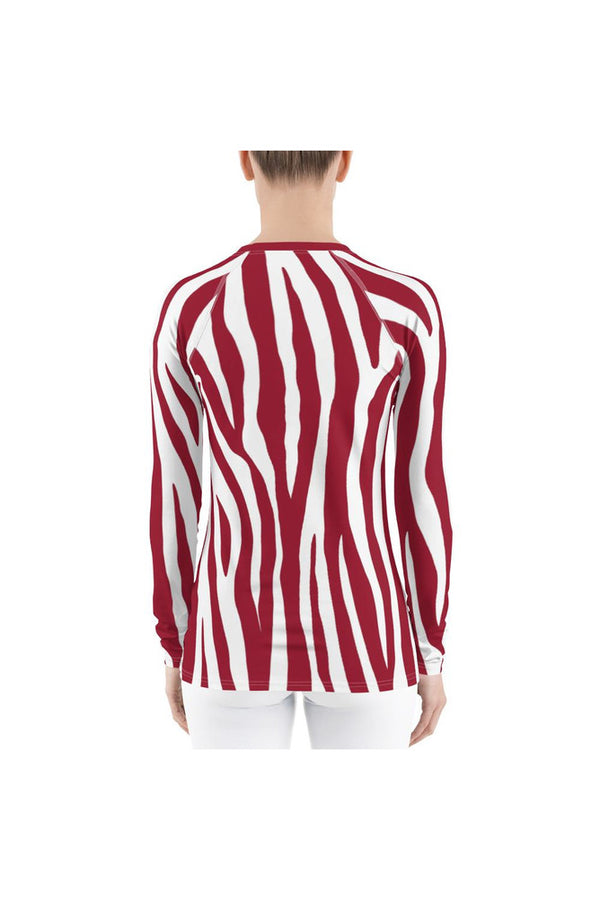 Zebra Striped Women's Rash Guard - Objet D'Art