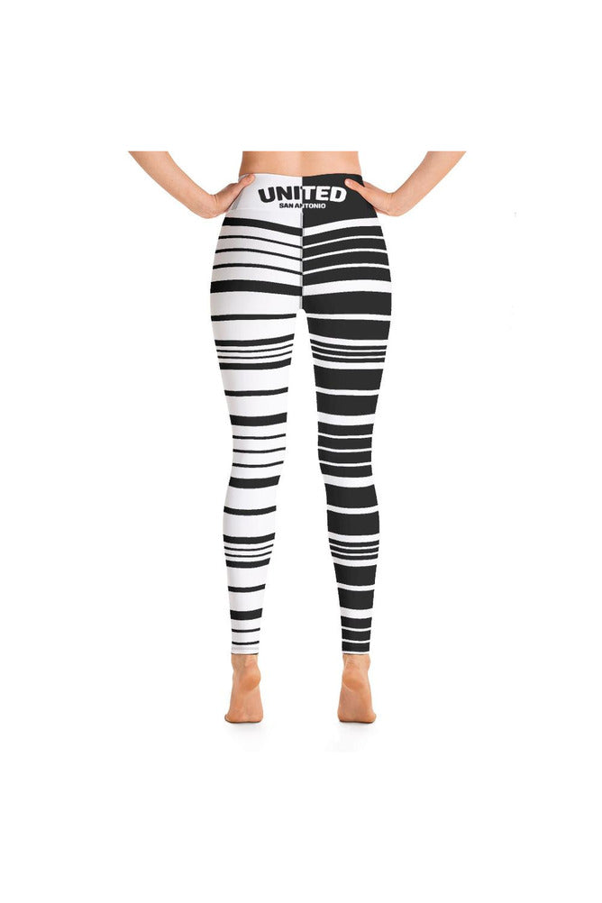 Black and White Striped United Yoga Leggings - Objet D'Art