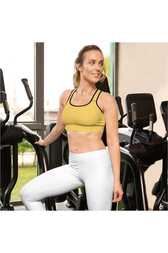 Light Mustard Padded Sports Bra - Objet D'Art
