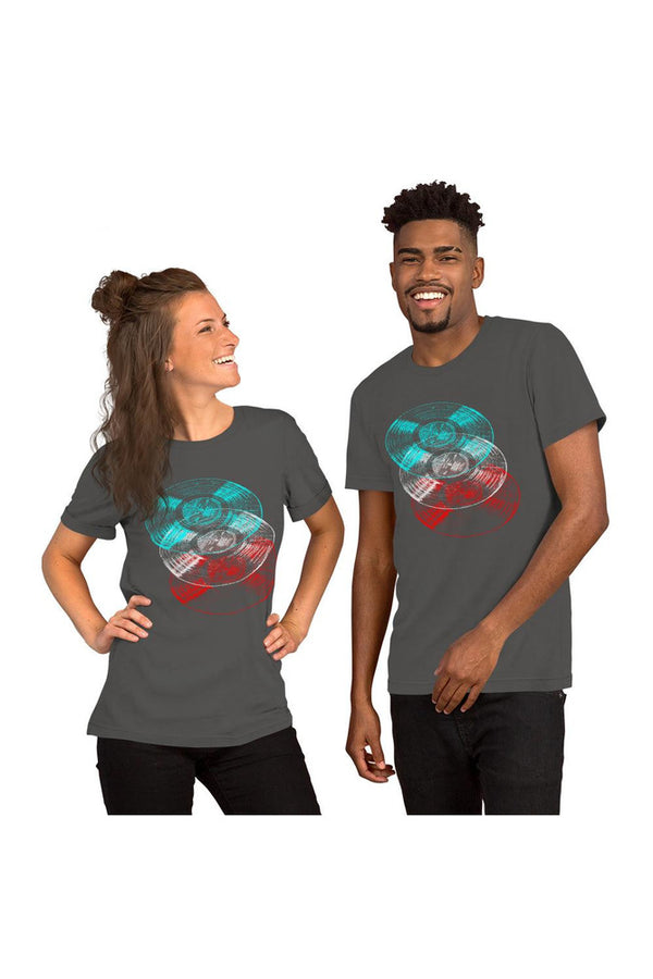 Throwback - Vinyl LP Anaglyph Short-Sleeve Unisex T-Shirt - Objet D'Art