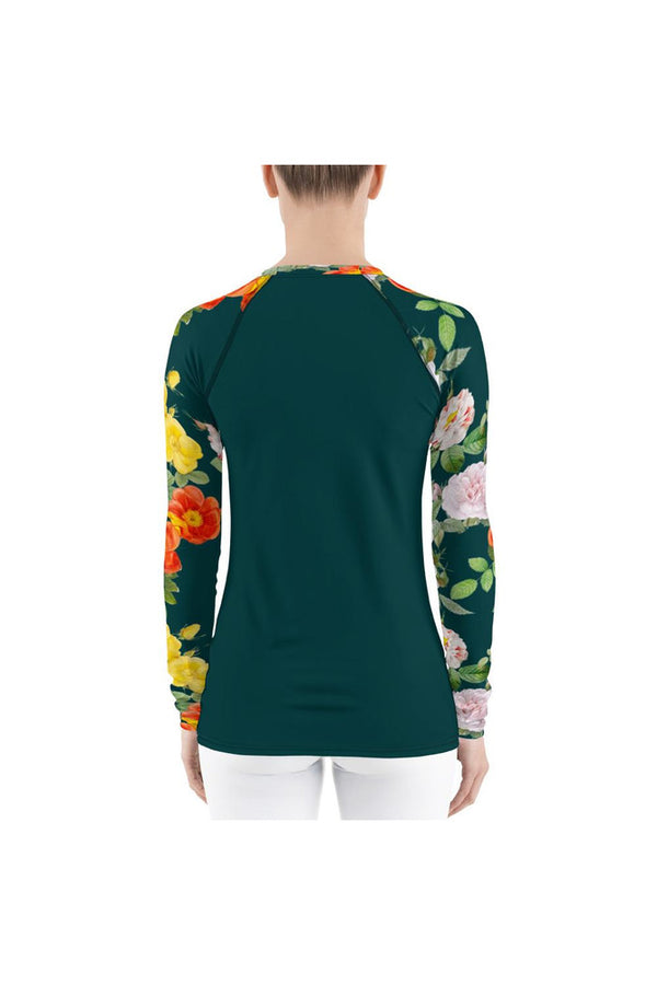 Floral Women's Rash Guard - Objet D'Art