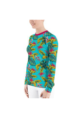 Palm Blue Women's Rash Guard - Objet D'Art