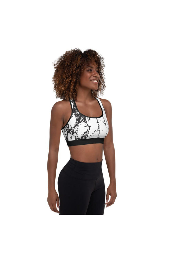 White Marble Padded Sports Bra - Objet D'Art