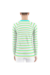 Bright Stripe Women's Rash Guard - Objet D'Art