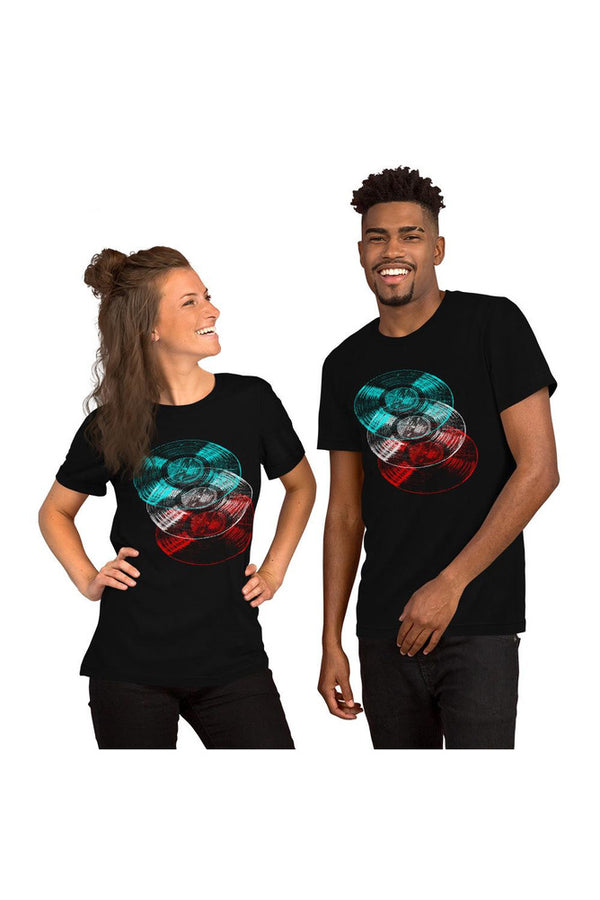 Throwback - Vinyl LP Anaglyph Short-Sleeve Unisex T-Shirt - Objet D'Art