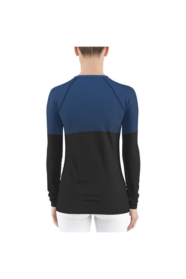 2 Tone Blue Women's Rash Guard - Objet D'Art