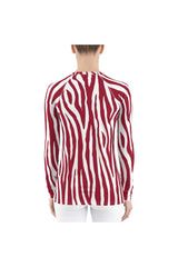 Rose-colored Zebra Stripes Women's Rash Guard - Objet D'Art