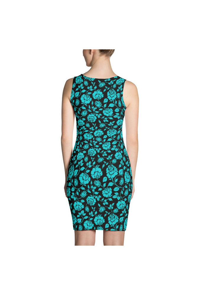 Aqua Roses Sublimation Dress - Objet D'Art